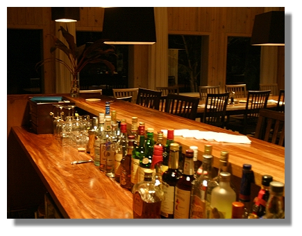 Abaco Lodge's bar and dining area