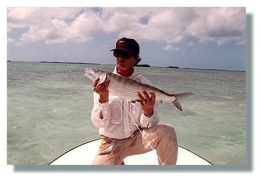 Capt. Johnston w/ nice bonefish at Andros Island Bonefish Club