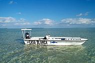 Cruising the flats in a Dolphin Skiff at Casa Blanca